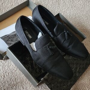 Stacy Adams Textured Black Loafers with Tassels